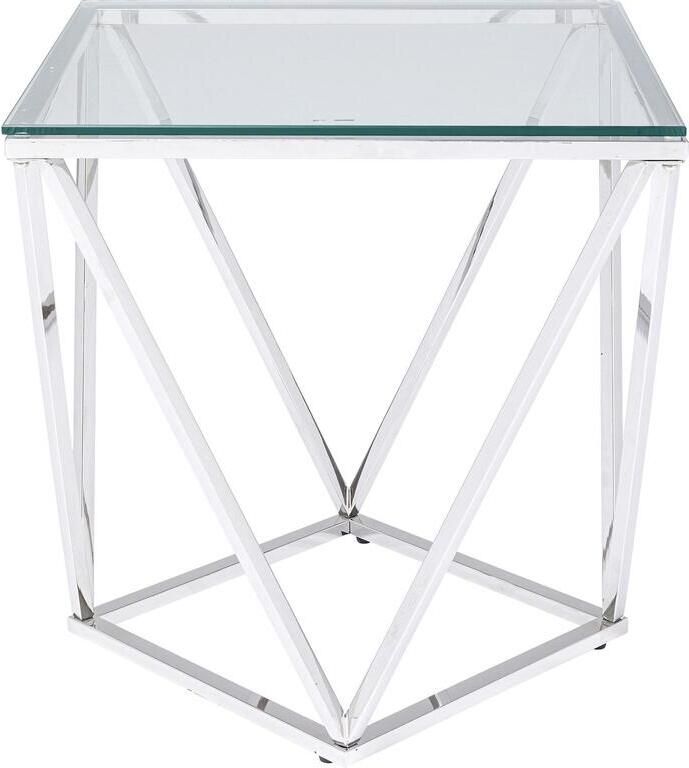 Kare Design Bijzettafel Cristallo 50x50cm zilver