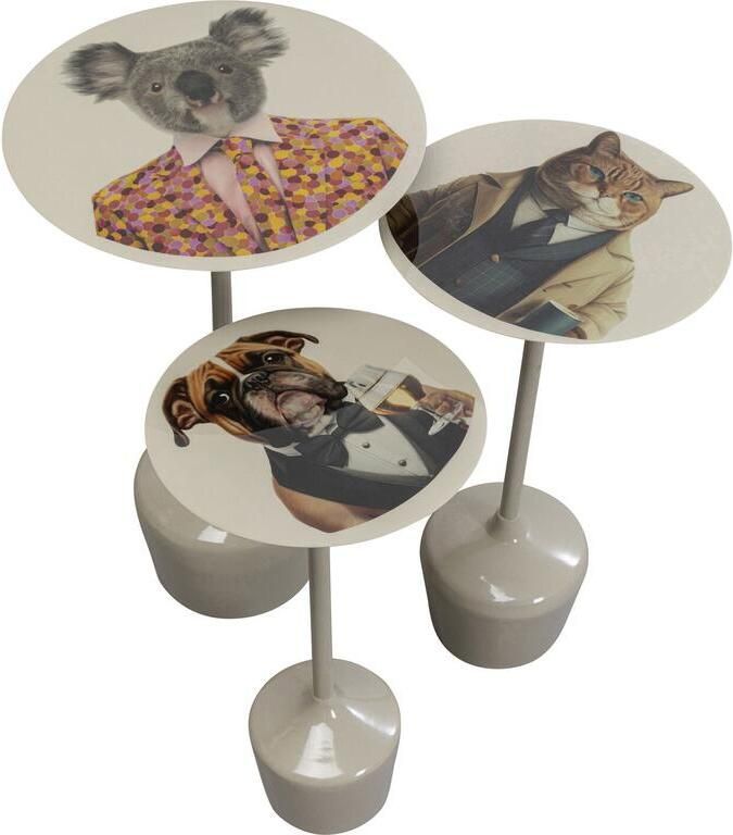 Kare Design Bijzettafeltjes Business Dieren Kat Hond Koala set van 3 - Foto 2