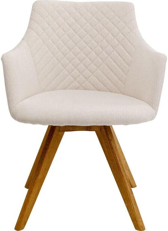 Kare Design Draaistoel met armleuningen Coco creme en eik