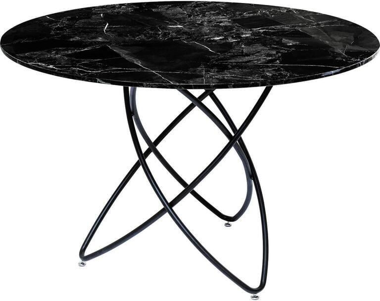 Kare Design Eettafel Molekular Ø120cm marmerprint zwart