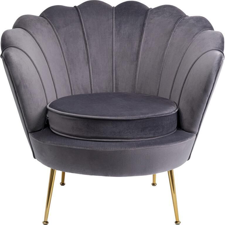 Kare Design Fauteuil Water Lily grijs fluweel goud