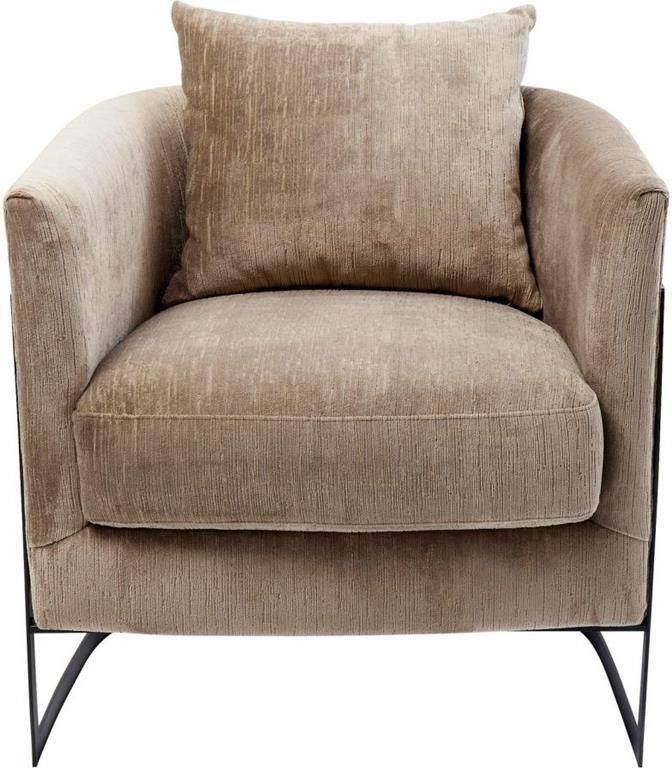 Kare Design La Vida Fauteuil Stof Beige Zwart Metalen Onderstel