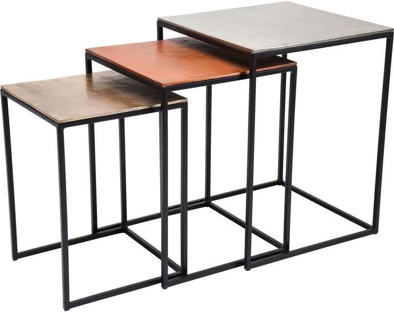 Kare Design Loft Square Vintage Set Van 3 Bijzettafels Multikleur