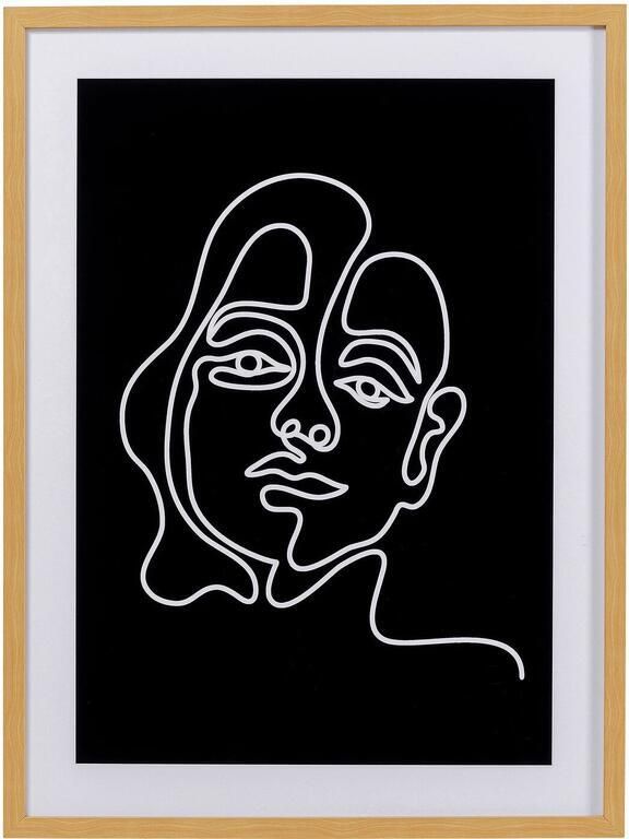 Kare Design Schilderij Faccia Arte vrouw zwart en wit 60x80cm