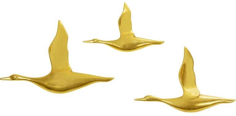 Kare Design Wanddecoratie Eenden goud 3|set