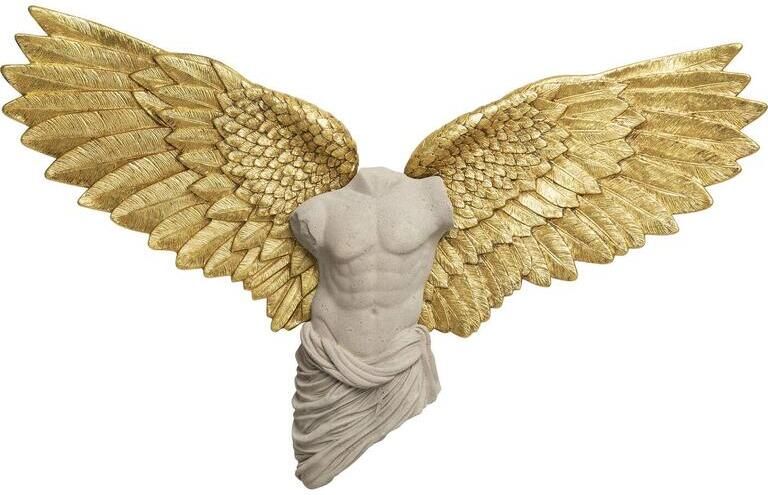 Kare Design Wanddecoratie man buste gouden vleugels 124x71cm