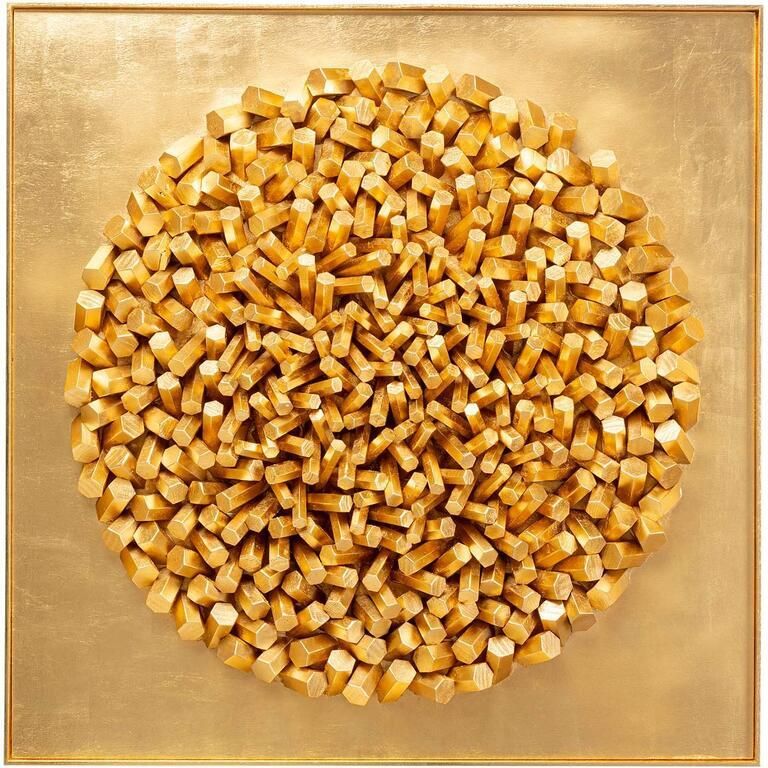 Kare Design Wanddecoratie XL Mikado goud 120x120cm