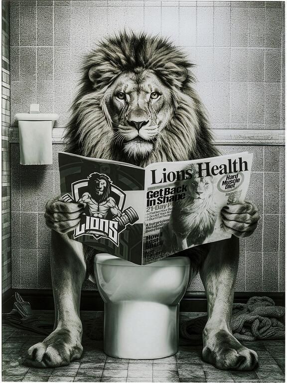 Kare Design Wandfoto leeuw dagblad 60x80cm