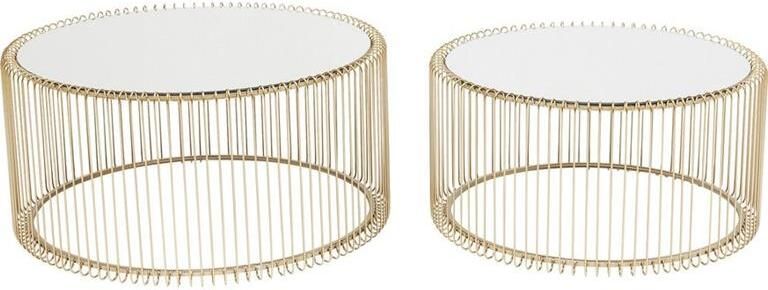 Kare Design Wire Salontafel Set Van 2 Messing Met Glas - Foto 2