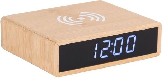 Karlsson Wekker Fat Met telefoonoplader LED Bamboe