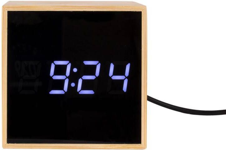 Karlsson Wekker Mini Cube Bamboo Bamboe Vierkant