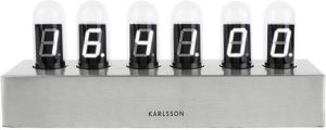 Karlsson Tafelklok Cathode Geborsteld Staal Wit LED 28x7 5x11cm