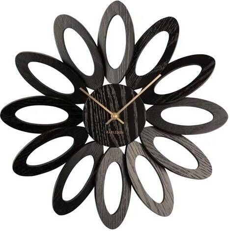 Karlsson Wall clock Fiore wood veneer black