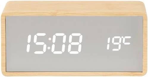 Karlsson Alarm clock Silver Mirror LED light wood veneer - Foto 2