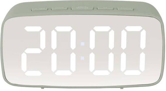Karlsson Alarm clock Silver Mirror LED oval jungle green