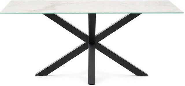 Kave Home Argo tafel 180 cm porselein wit benen zwart