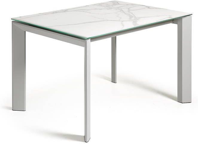 Kave Home Axis uitschuifbare tafel van porselein met grijze poten 120 (180) cm (mtk0172)