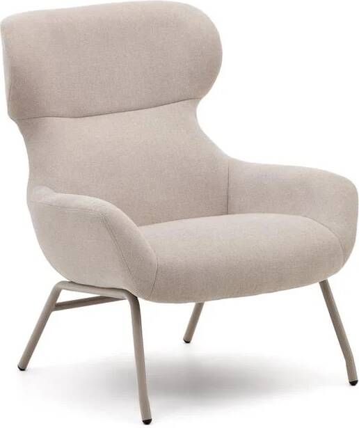 Kave Home Belina-fauteuil van beige chenille en staal met witte - Foto 2