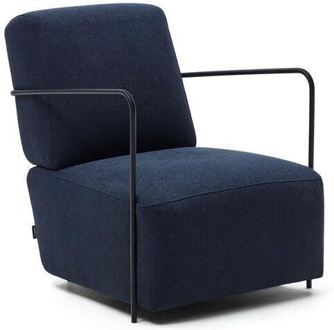 Kave Home Gamer fauteuil blauw en metaal met zwart geschilderde afwerking