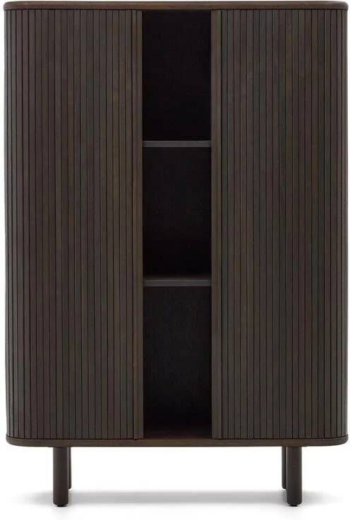 Kave Home Hoog Mailen-dressoir met 2 deuren van essenfineer met een donkere afwerking 110 x 160 cm - Foto 3