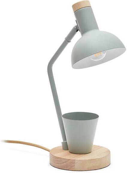 Kave Home Katia-bureaulamp van hout en groen metaal - Foto 2