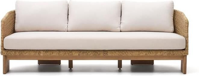 Kave Home 3-zits Loungebank Xoriguer Rattan en eucalyptushout Beige