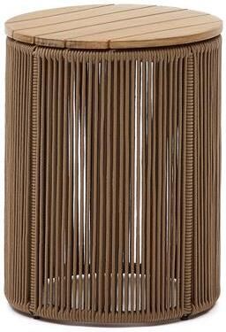 Kave Home Bijzettafel Dandara van staal beige touw en massief acaciahout Ø40 cm FSC 100% - Foto 2