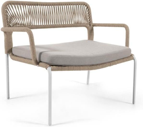 Kave Home Cailin fauteuil in beige koord met gegalvaniseerde stalen