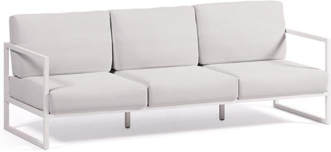 Kave Home Comova 3-zits bank voor buiten in wit aluminium 222 cm