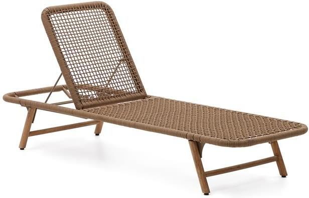 Kave Home Dandara ligstoel met beige stalen frame touw en poten van