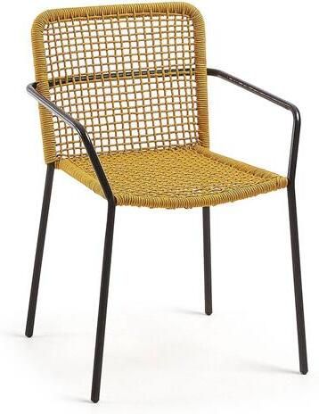 Kave Home Ellen stoel in mosterdgeel touw en gegalvaniseerd staal