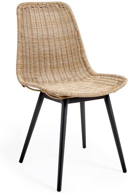 Kave Home Equal tuinstoel van kunststof rotan met zwarte aluminium - Foto 2