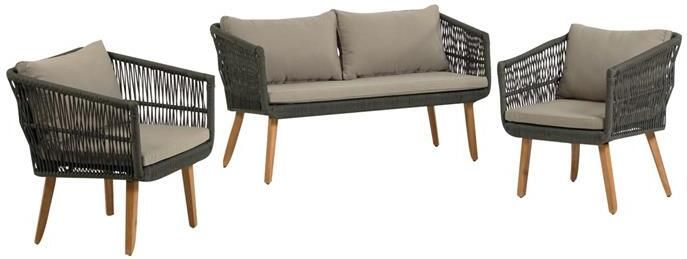 Kave Home Inti Set 2-zitsbank en 2 groene draadstoelen inti fsc 100%