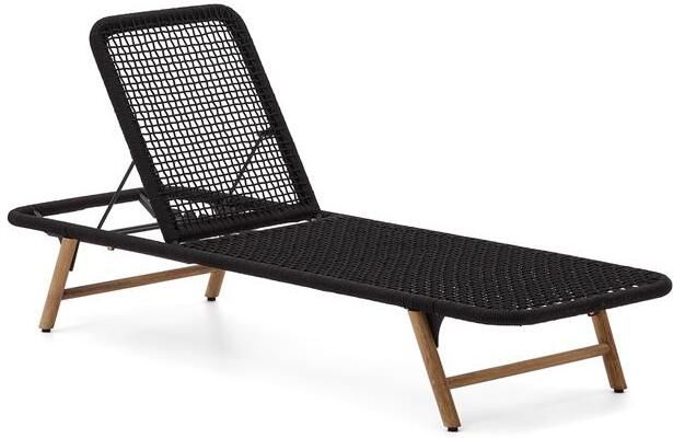 Kave Home Ligstoel Dandara met zwart stalen frame touw en poten van