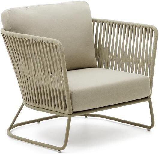 Kave Home Outdoor-fauteuil Saconca van touw en groen gegalvaniseerd