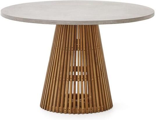 Kave Home Ronde tuintafel Alcaufar van massief teakhout en grijs