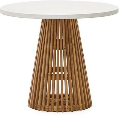 Kave Home Ronde tuintafel Alcaufar van massief teakhout en wit