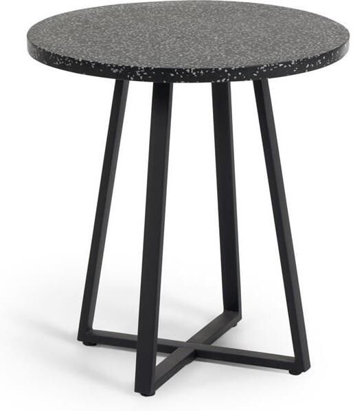 Kave Home Tella ronde terrazzo tafel in zwart met stalen poten Ø 70 - Foto 2
