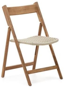 Kave Home Vouwstoel Dandara massief acaciahout en stalen frame met wit touw FSC 100% - Foto 2