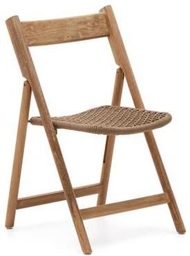Kave Home Vouwstoel Dandara massief acaciahout en stalen frame met beige touw FSC 100% - Foto 2