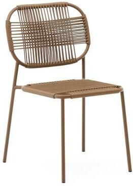 Kave Home Stapelbare tuinstoel Talaier van synthetisch touw en gegalvaniseerd staal met bruine afwer - Foto 2
