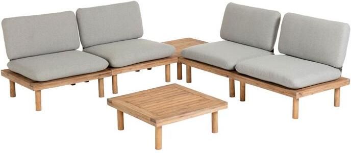 Kave Home Loungeset Viridis 4 fauteuils + 2 tafels Acaciahout Naturel - Foto 2