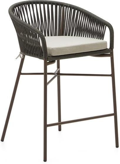 Kave Home Yanet groen touw kruk hoogte 65 cm