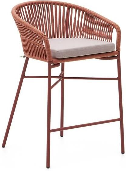 Kave Home Yanet terracotta touw kruk hoogte 65 cm - Foto 2