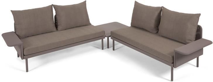 Kave Home Zaltana outdoor hoekbank- en tafelset in mat bruin