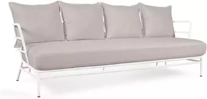 Kave Home Mareluz driezitsbank in wit staal 197 cm