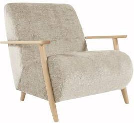 Kave Home Meghan fauteuil in beige chenille en hout met natuurlijke afwerking - Foto 4