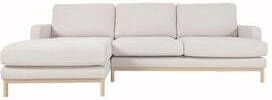 Kave Home Bank Mihaela wit stof 3-zits met chaise longue links