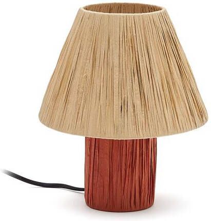Kave Home Pulmi-tafellamp van natuurlijke raffia en terracotta - Foto 2
