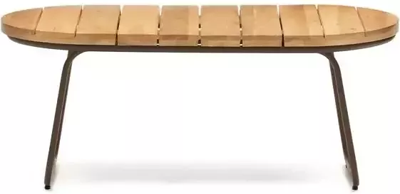 Kave Home Salguer outdoor salontafel van massief acaciahout en bruin staal Ø 100 x 50 cm FSC 100% - Foto 3